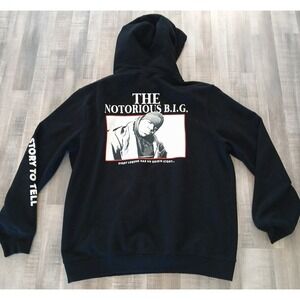 Vintage Brooklyn Mint Notorious BIG Black Hoodie Size Large Divided H&M